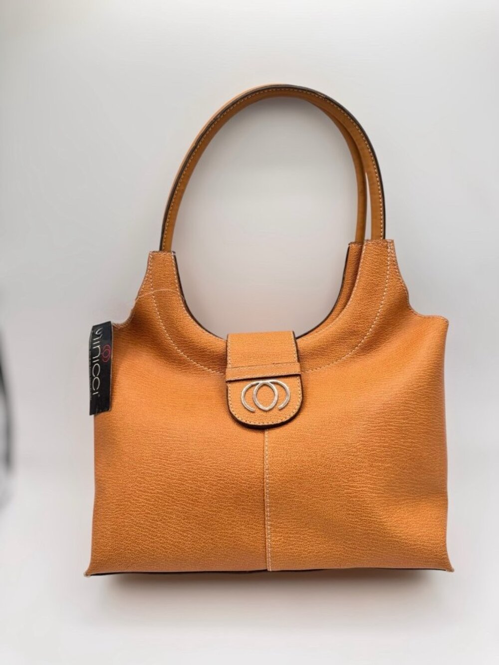 Vintage Minicci Faux Leather Double Strap Hobo Shoulder Handbag Bag Camel